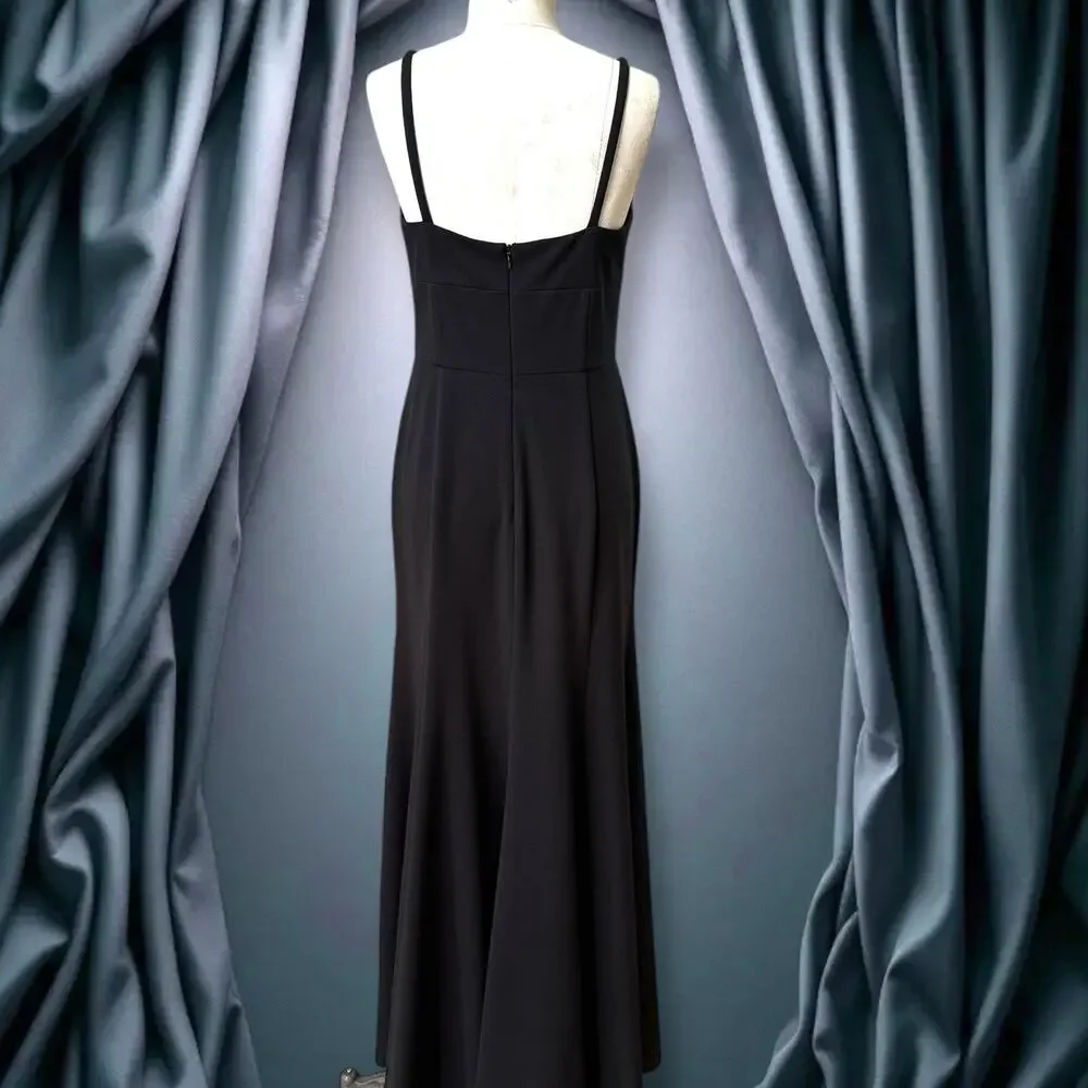Vera Wang Lavender Formal Maxi Dress 8 Black LBD Y2K Goth Whimsigoth Polyester - Picture 4 of 14